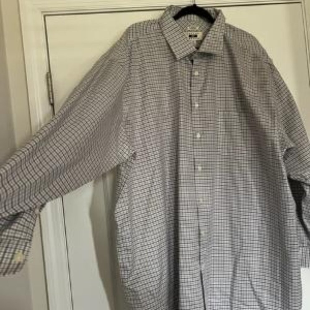 Joseph Abboud 100% Egyptian Cotton long sleeved plaid 20 36/37 no wrinkle